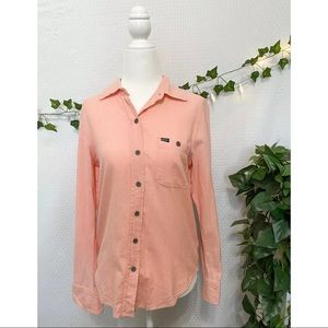 hurley xs coral button up shirt long sleeve